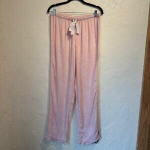 Faded Glory Size Small Ladies pajama pants Pink White Print Ruffle Hem Cottage